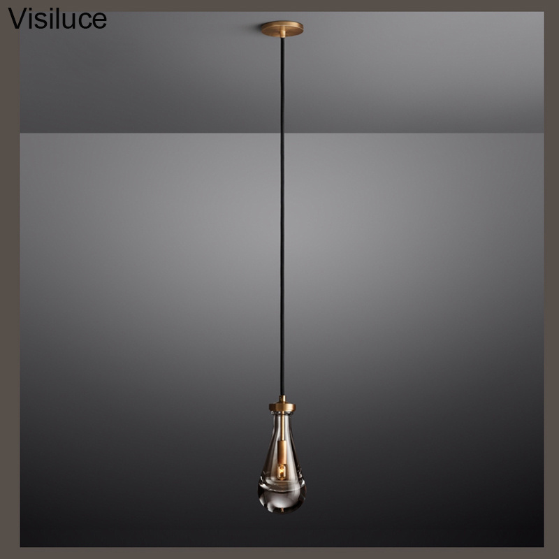 e12 Vintage Solid Brass Restaurant Chandeliers Drip light chandelier Raindrops copper pendant crystal chandelier for living room