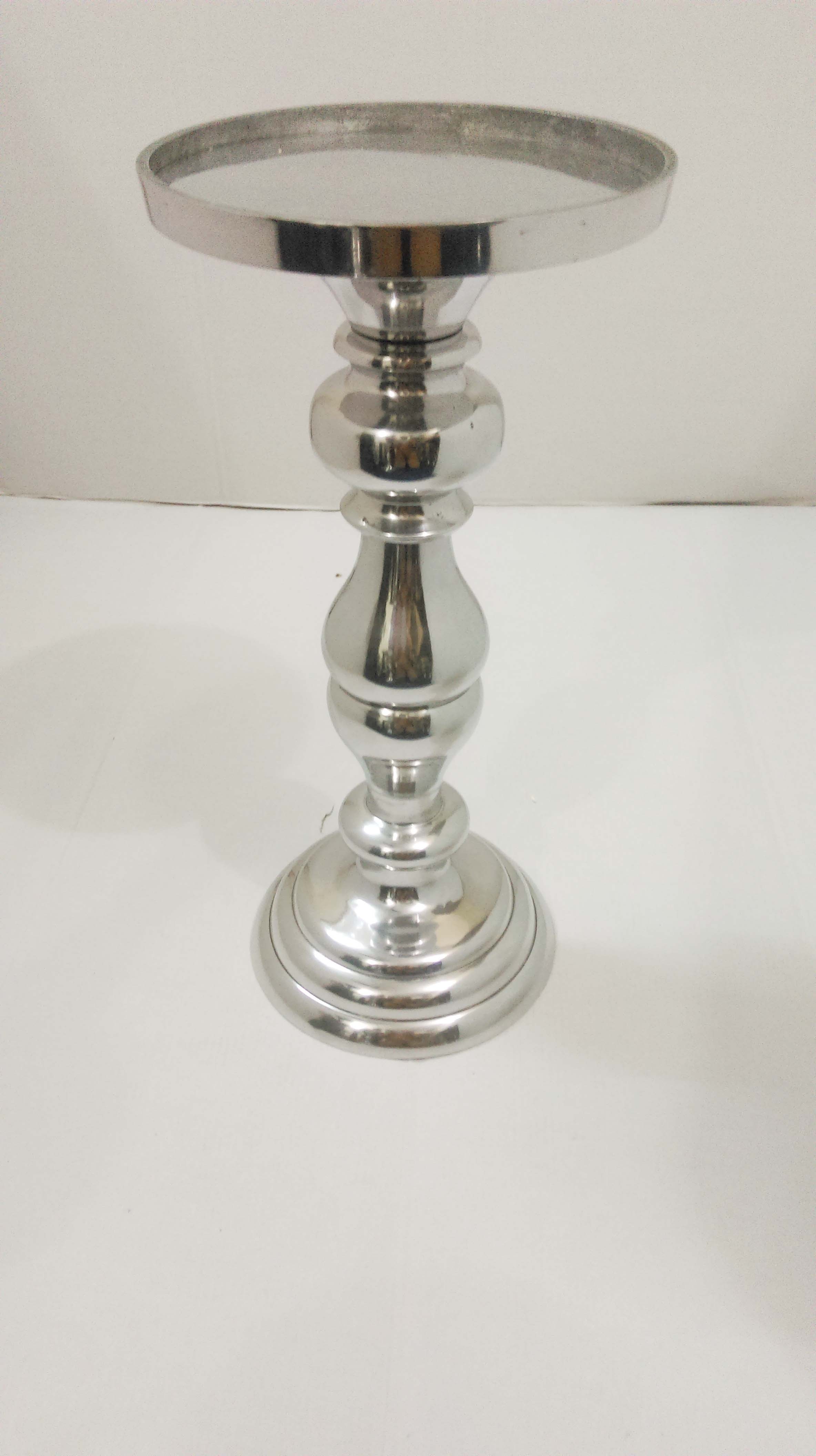 tall silver embossed candle pillar holder for decoration