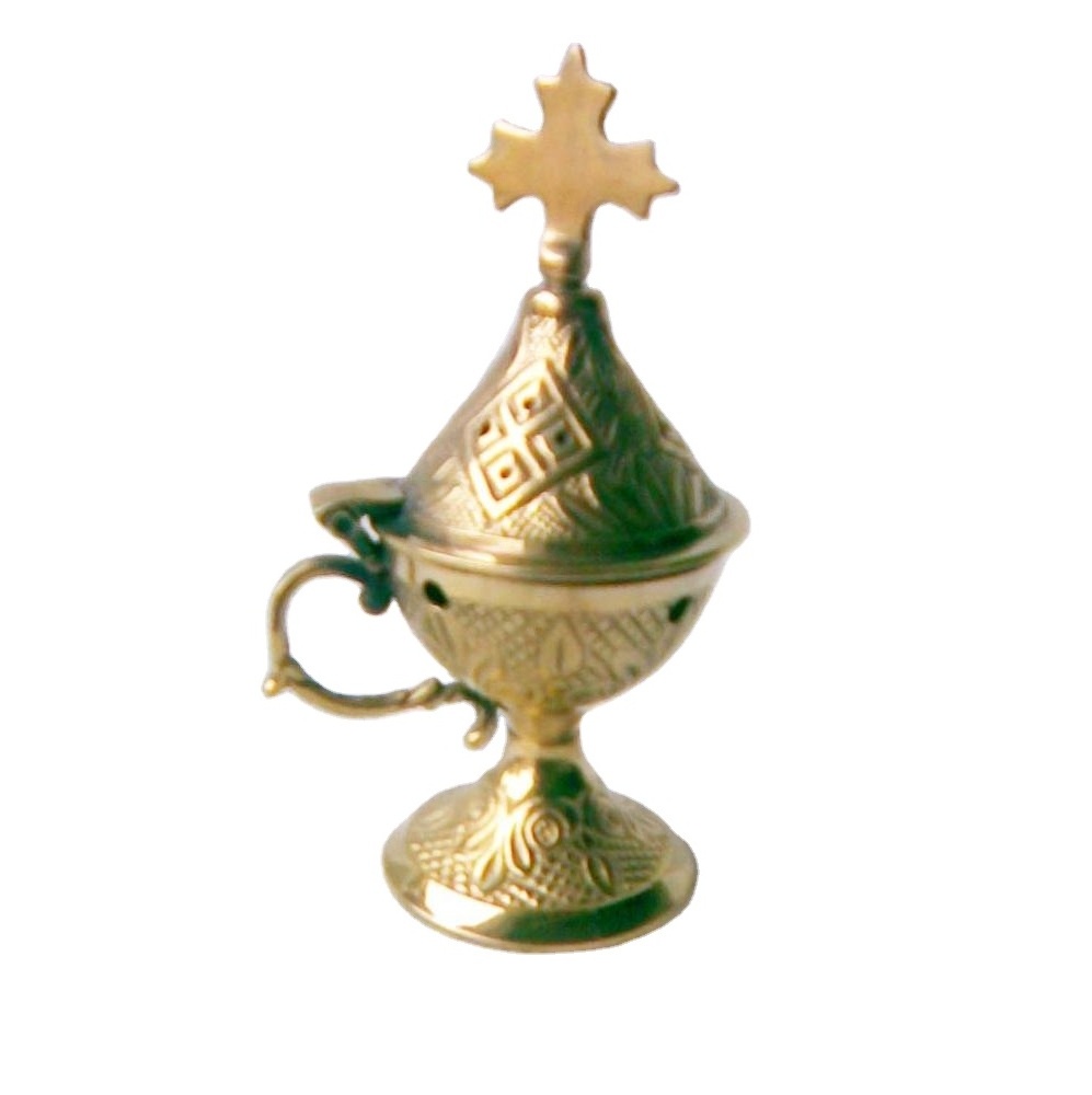 brass hand made embossed incense burner for temple church and religious places and spa