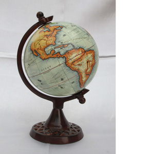 world desk globe with sea, air, road map and island