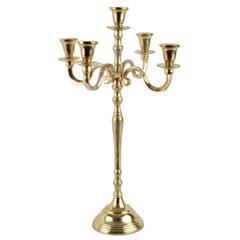 GOLD CANDELABRA WEDDING CENTER PIECE WITH GLASS VOTIVE