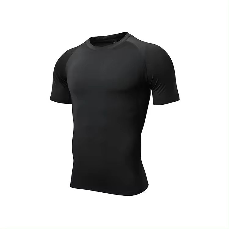 Men's Elastic Gym Sport Shirts 90 Polyester 10 Spandex Short Sleeve Custom Logo Workout Moisture Wicking T shirt