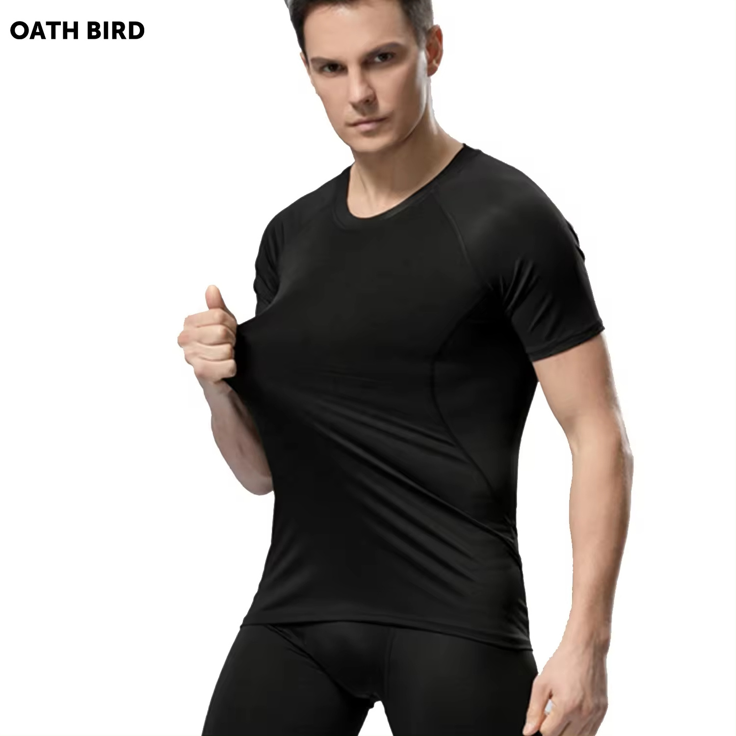 Men's Elastic Gym Sport Shirts 90 Polyester 10 Spandex Short Sleeve Custom Logo Workout Moisture Wicking T shirt