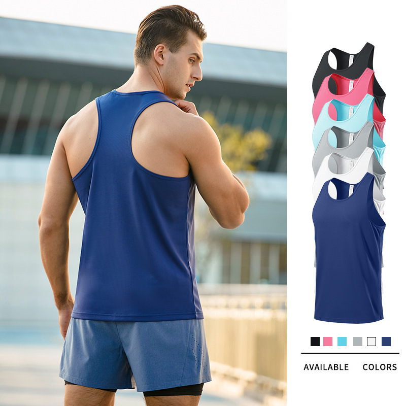 wholesale mens athletic wear custom printing gym tank top bulk polyester marathon race 5k mens running performance tank top