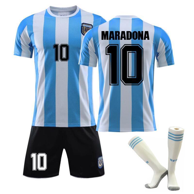 custom Argentina soccer jersey Maradona jersey uniforms set kits football jersey