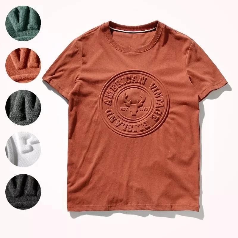 custom 3d embossed printing t shirt 100% cotton tee print logo graphic letter short-sleeve t shirt for men