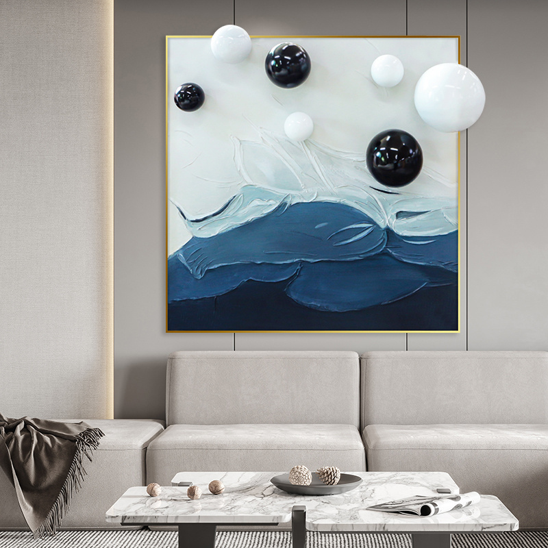 Home Decor 3D Ball Wall Art Mixed Media Artwork Hand Painted Oil Painting Abstract Huge Painting