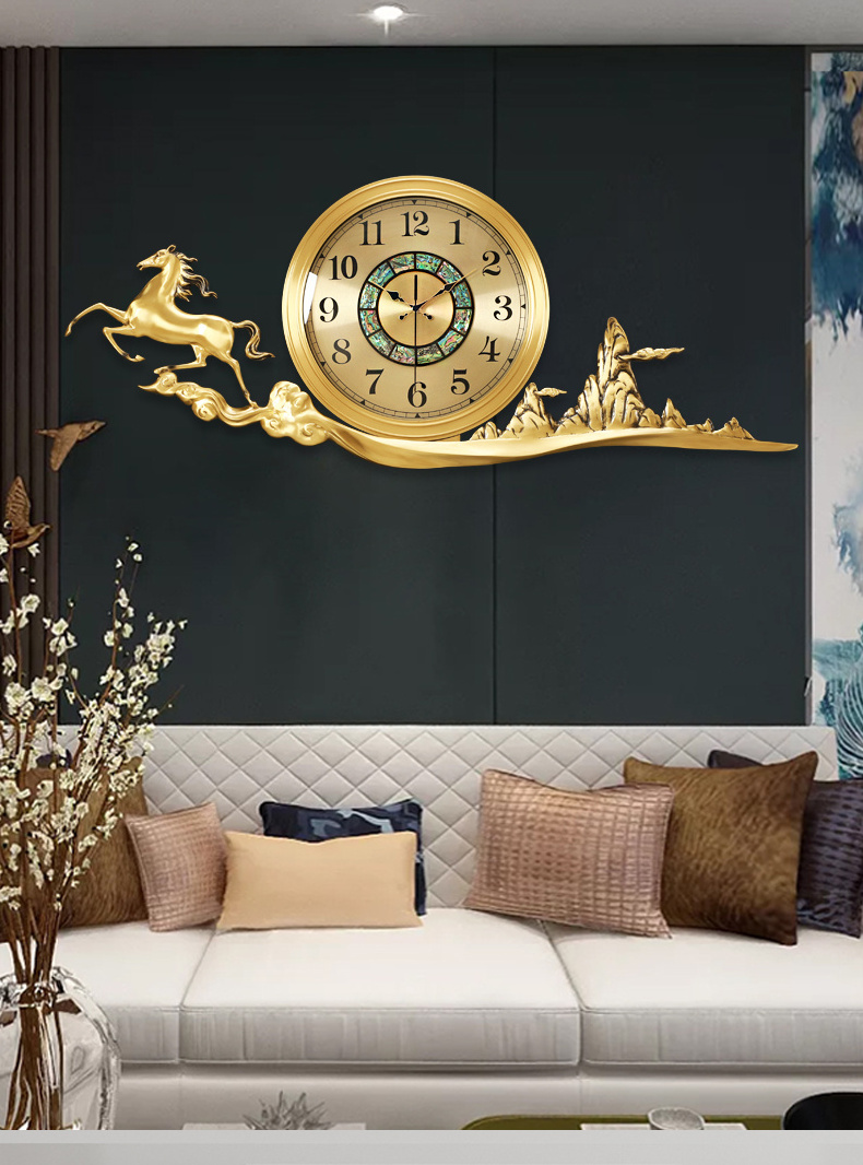 Living Room Decoration 3D Custom Brass Art Clocks Metal Wall Art Modern Handmade Wall Clock Home Decor