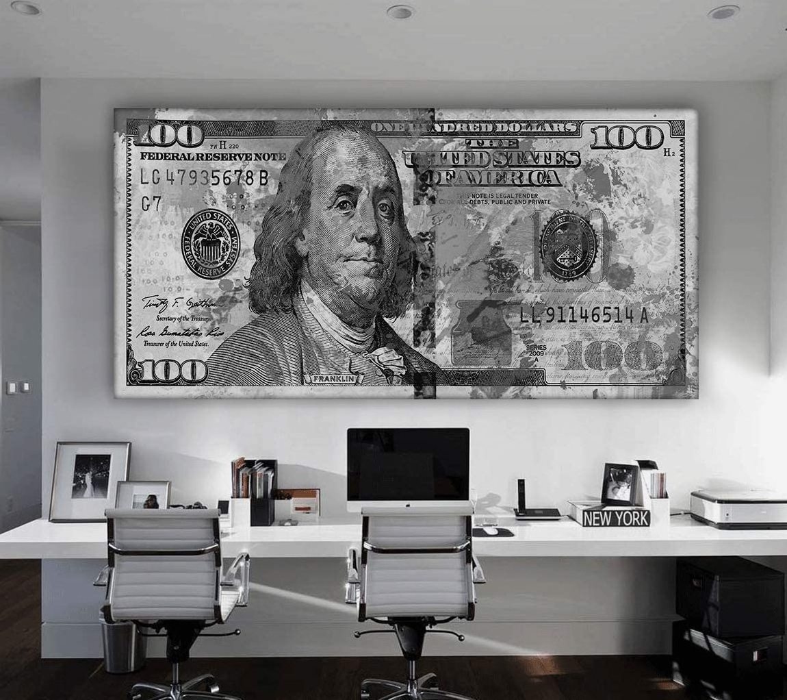 Home Decoration 100 Dollar Bill Print Poster Motivation Painting Canvas Franklin Wall Art Money