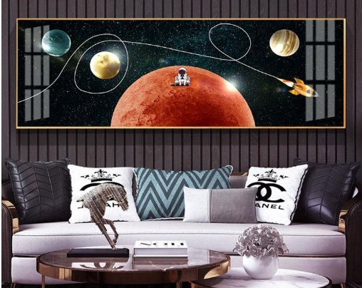 Decorative Astronaut Wall Art Painting Kids Crystal Porcelain Space Decoration Paintings For Baby Room