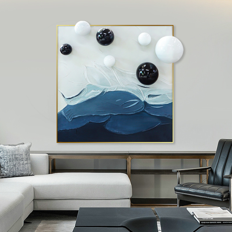 Home Decor 3D Ball Wall Art Mixed Media Artwork Hand Painted Oil Painting Abstract Huge Painting