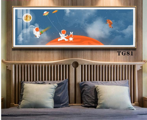 Decorative Astronaut Wall Art Painting Kids Crystal Porcelain Space Decoration Paintings For Baby Room