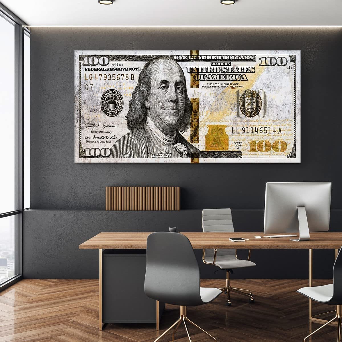 Home Decoration 100 Dollar Bill Print Poster Motivation Painting Canvas Franklin Wall Art Money