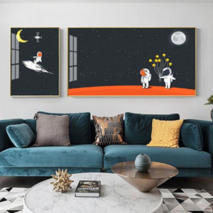 Decorative Astronaut Wall Art Painting Kids Crystal Porcelain Space Decoration Paintings For Baby Room