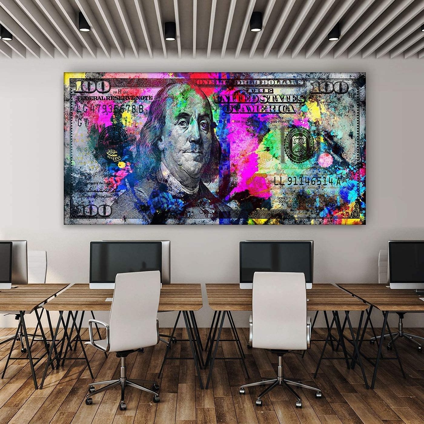 Home Decoration 100 Dollar Bill Print Poster Motivation Painting Canvas Franklin Wall Art Money