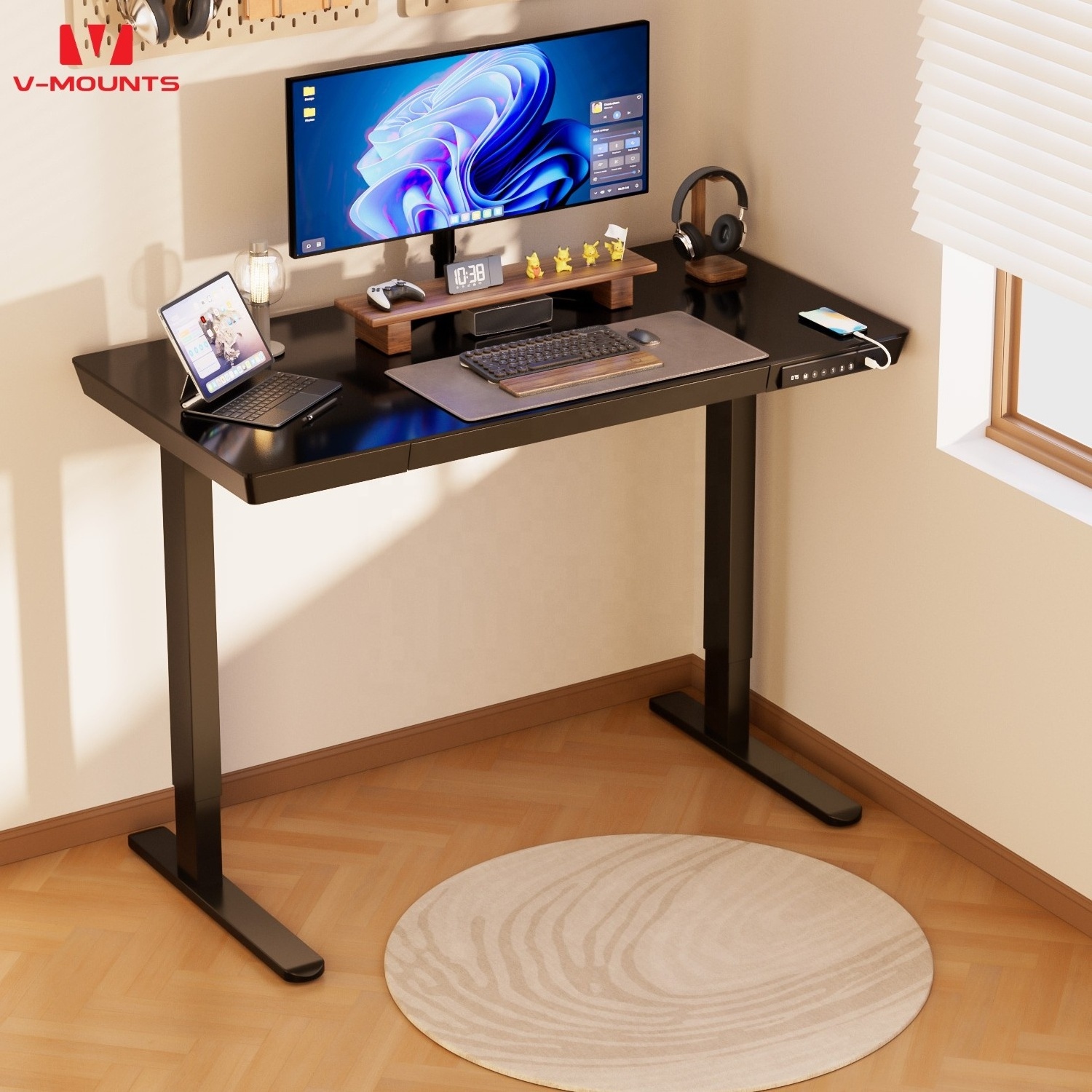 V-mounts ErgoFusion Ergonomic modern desk for home office with Integrated hand controller VM-JSD5-02-G4