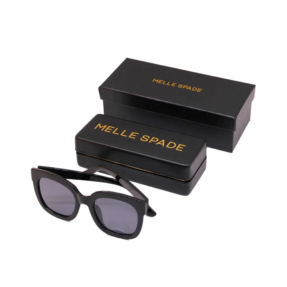 Luxury Black Cardboard Eyewear Packaging Pu Leather Sun Glasses Hard Case Sunglasses Box Set For Eyeglasses