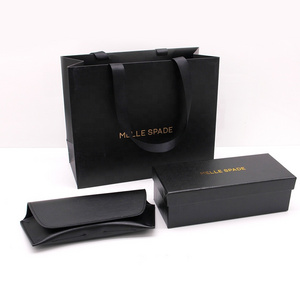 Luxury Black Cardboard Eyewear Packaging Pu Leather Sun Glasses Hard Case Sunglasses Box Set For Eyeglasses