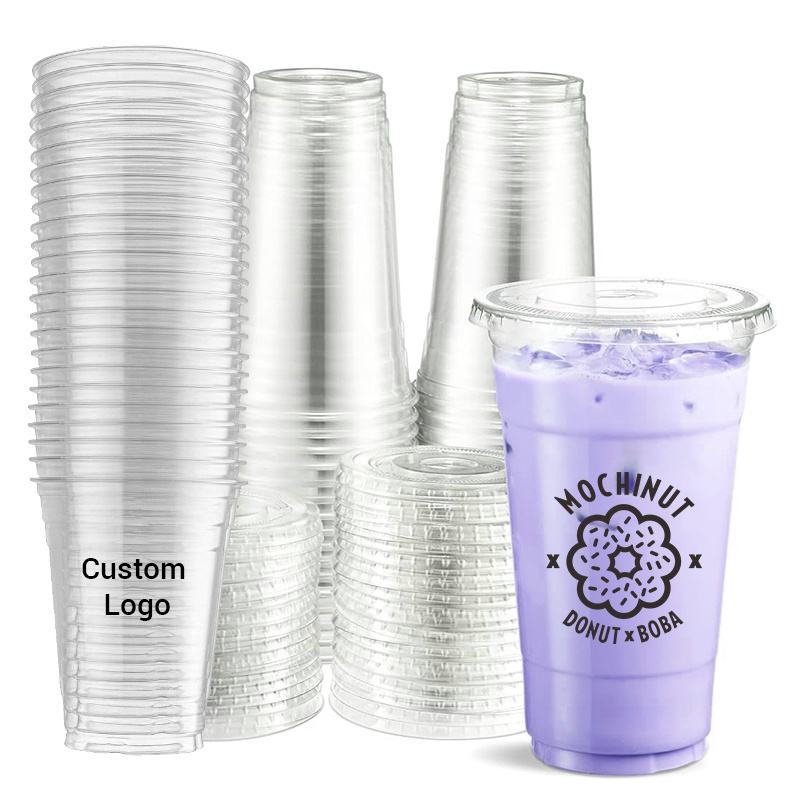 Disposable Coffee Cups with Lids Plastic Yogurt Cups with Logo