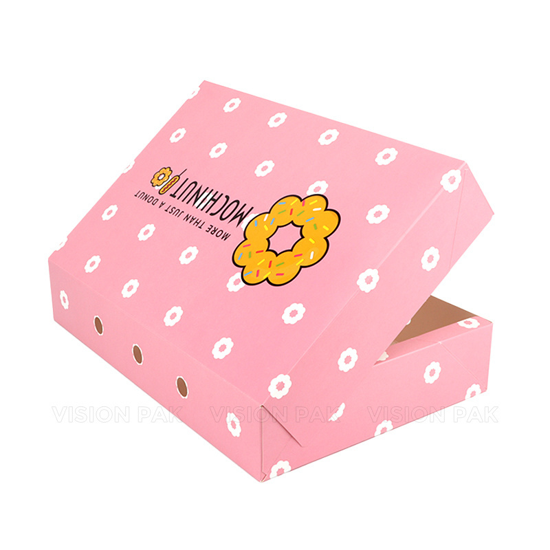 Wholesale Custom Pink Cardboard Box Printed Logo Burger Pink Cupcake Cake Cookie Donut Boxes