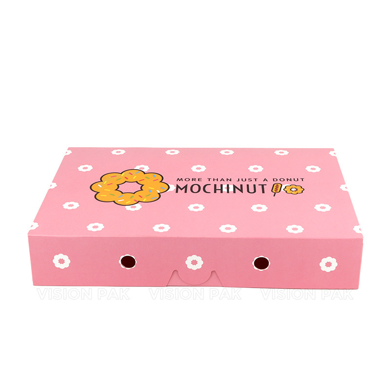 Wholesale Custom Pink Cardboard Box Printed Logo Burger Pink Cupcake Cake Cookie Donut Boxes