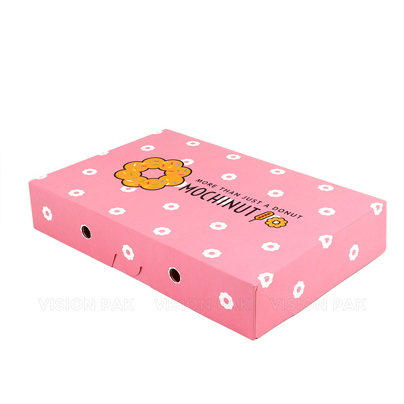 Wholesale Custom Pink Cardboard Box Printed Logo Burger Pink Cupcake Cake Cookie Donut Boxes