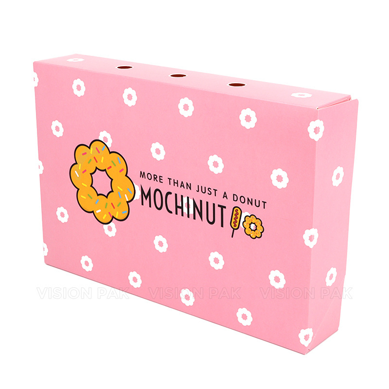 Wholesale Custom Pink Cardboard Box Printed Logo Burger Pink Cupcake Cake Cookie Donut Boxes