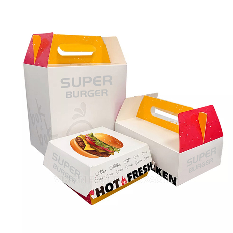 Wholesale Luxury Burger Box Biodegradable Paper Recycled Burger Take Away Box