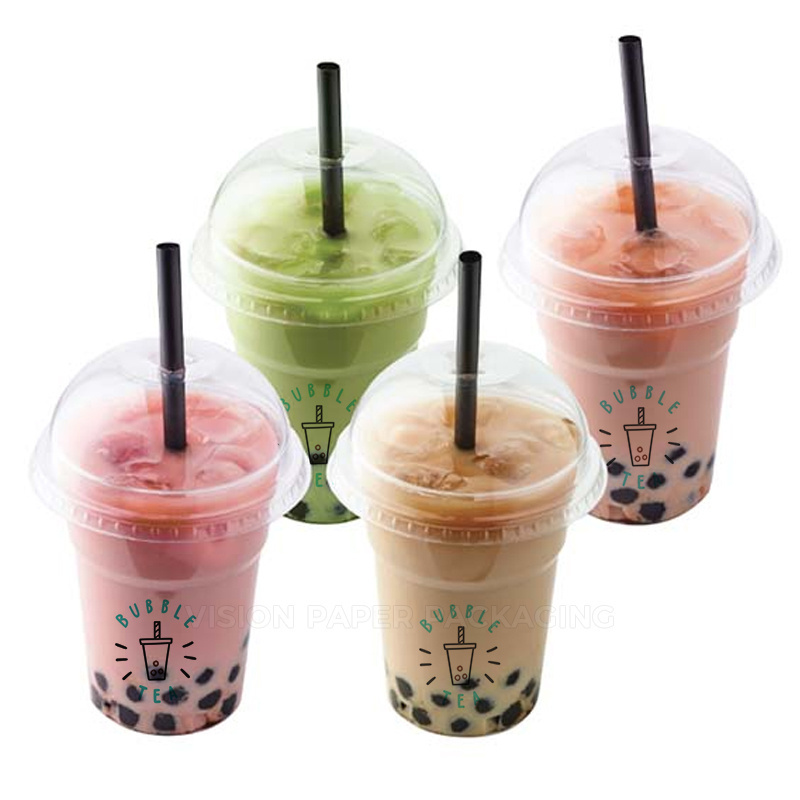 Customized LOGO Printed U Shaped Bubble Tea Cups for Donut Shop Bubble Tea Plastic Cups