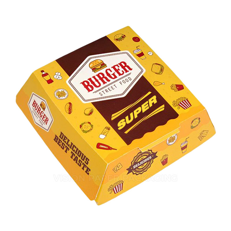 Wholesale Luxury Burger Box Biodegradable Paper Recycled Burger Take Away Box