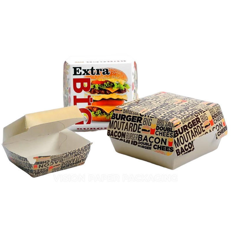 Wholesale Luxury Burger Box Biodegradable Paper Recycled Burger Take Away Box