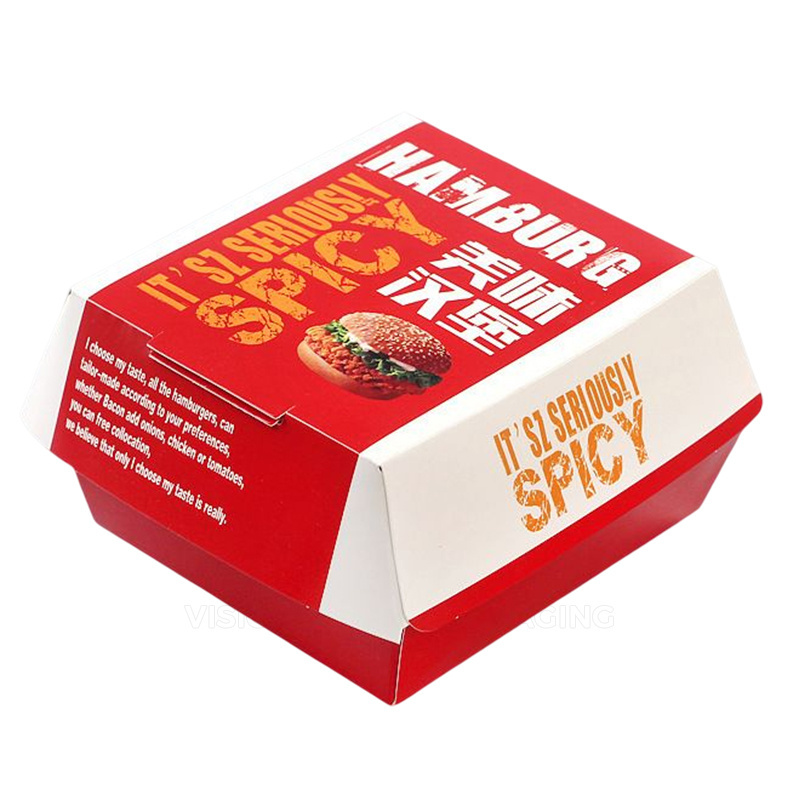 Customizable Design Pink Color Burger Box Disposable Biodegradable Paper for Snack Fast Food