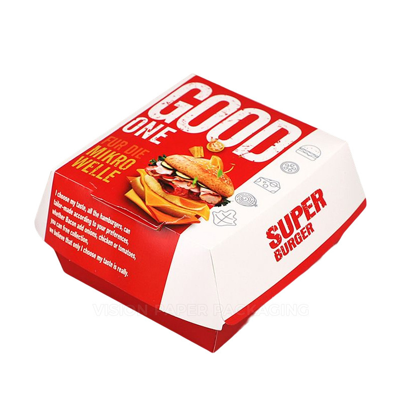 Customizable Design Pink Color Burger Box Disposable Biodegradable Paper for Snack Fast Food