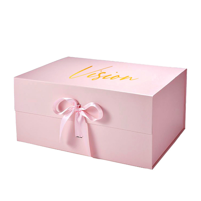 Luxury Paper Box Custom Luxury Matt Pink Package Folding Paper Boxes Magnetic Foldable Gift Box