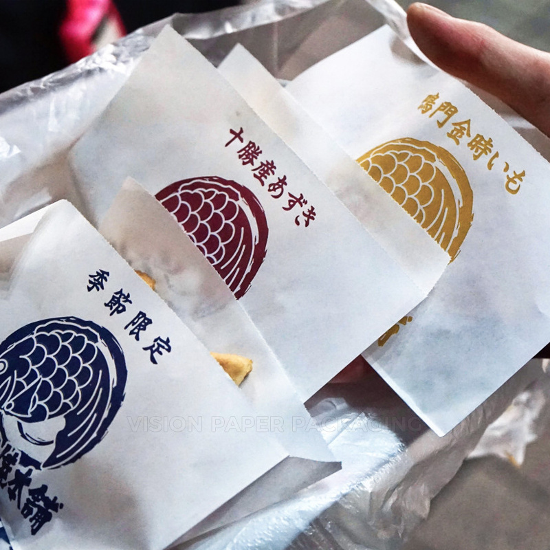 Custom Logo Taiyaki Waffle Paper Bag Packaging for Japanese Fish Shape Treats Paper Bag