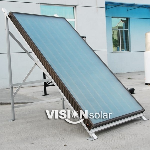 High efficiency 200 liter solar water heater with blue titanium flat plate