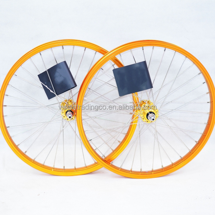 Good quality Front and Rear BMX Bicycle Wheels Alloy Rims with flip-flop hubs and stainless steel spokes