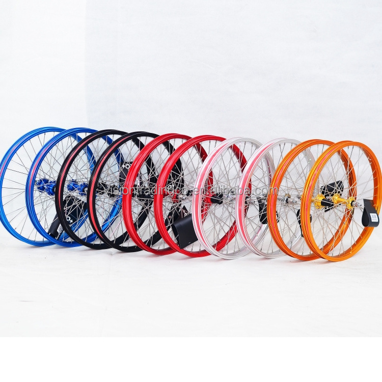 Good quality Front and Rear BMX Bicycle Wheels Alloy Rims with flip-flop hubs and stainless steel spokes