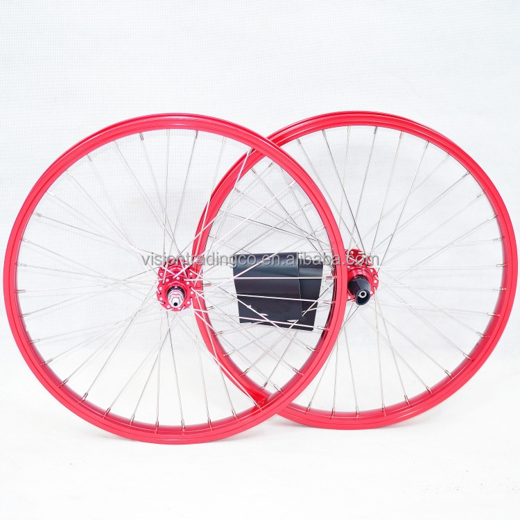 Good quality Front and Rear BMX Bicycle Wheels Alloy Rims with flip-flop hubs and stainless steel spokes