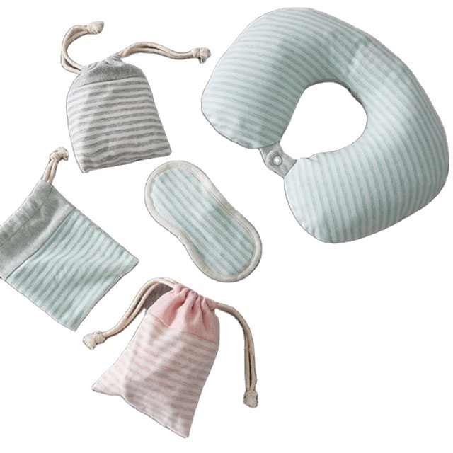 Wholesale high quality sleeping eye mask and neck pillow kits cotton eye mask