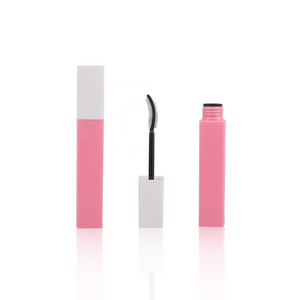 Wholesale 10ml Eyelash Mascara Packaging Wiper Silicone Brush Square Eyeliner Wand Tubes with Stopper In White Top Pink Bottles