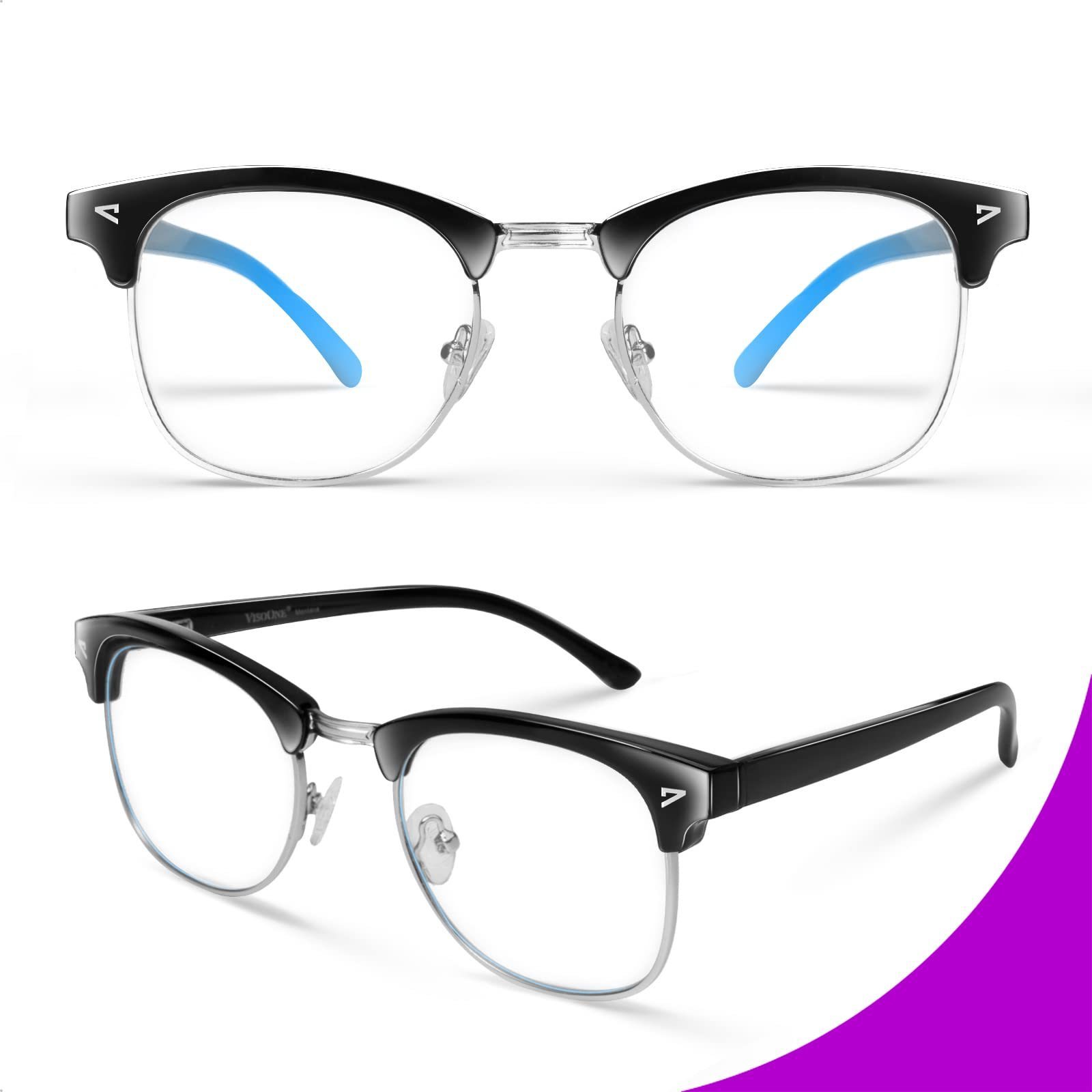 VISOONE Spring Hinge Blue Light Blocking Glasses Square with Anti Computer Glare for Gaming Women and Men MONTANA