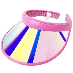 Women Men Pvc Plastic Sunshade Hat Frosted Sweet Candy Color Empty Open Top Sports Beach Sun Visor Cap