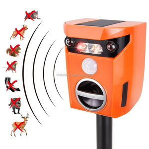 Vensmile Scarecrow Ultrasonic LED Solar Cat Repellent 4 in1Smart PIR Motion Activated Outdoor Dog Animal Repeller Deterrent IP67