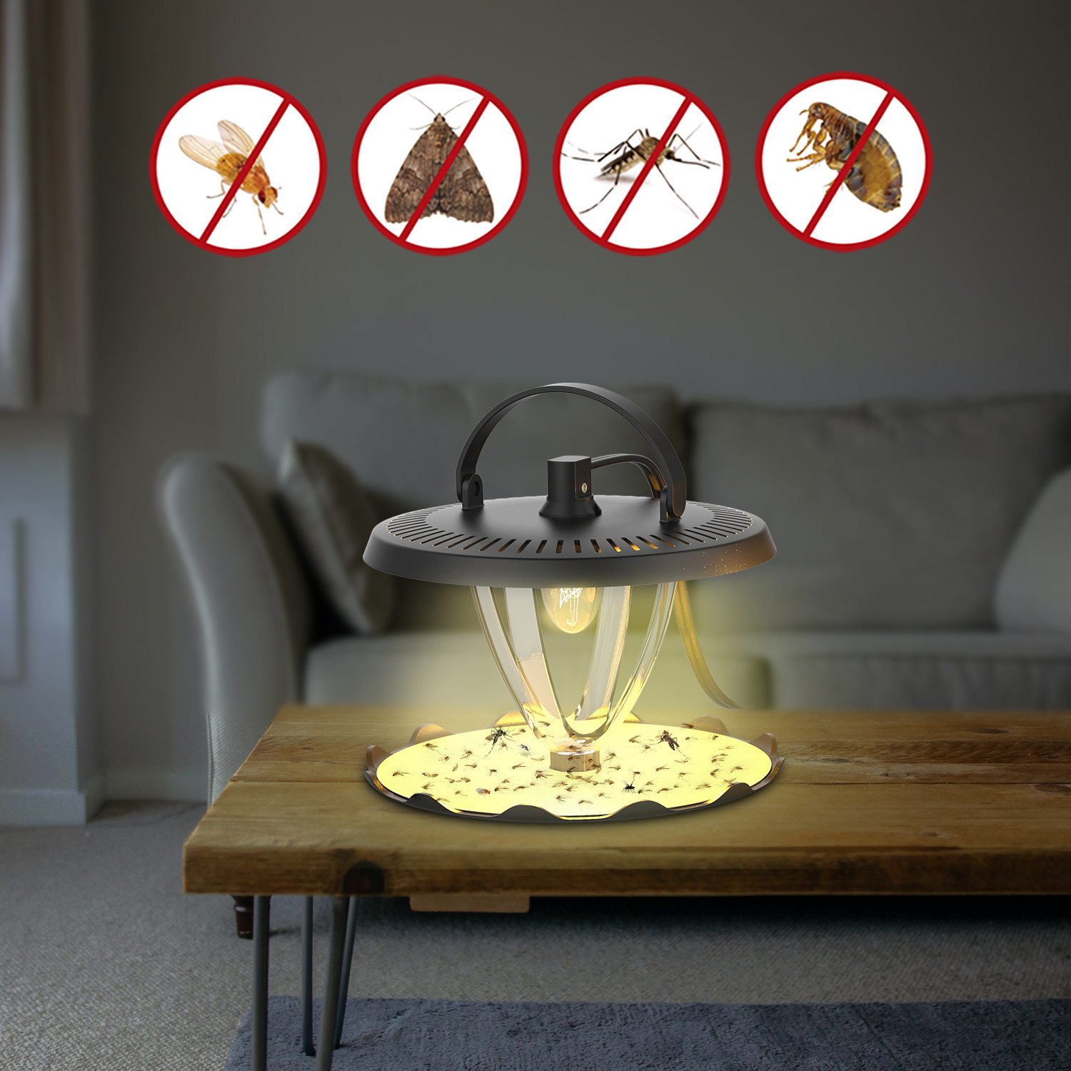 Plug In Indoor Flies Trap With Sticky Board Pest  Fleas Bed Bugs Control for Bedroom Electronic Fly Trap Fly Pest Hunting Lamp