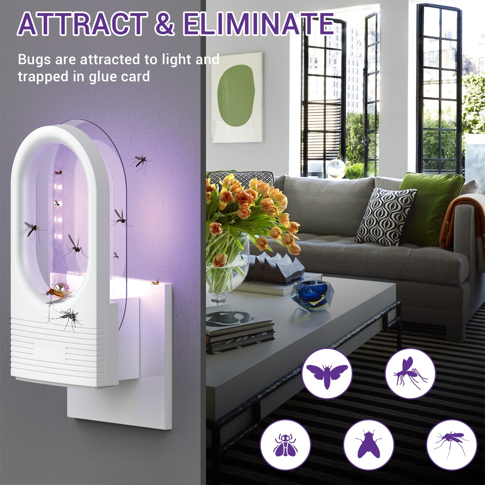 Indoor Electronic Flying Insect Trap Insect Catcher Indoor Fly Trap Fruit Fly Traps Plug in Gnat Moth Mosquito Bug Light