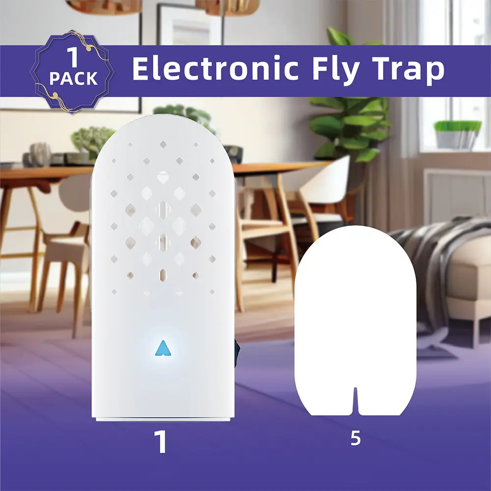 2024 Indoor Smart Electric House Flies Gnat Killer Trapper Moths Fruit Flies Trap Moth Killer Plug-In Electric Fly Sticky Traps