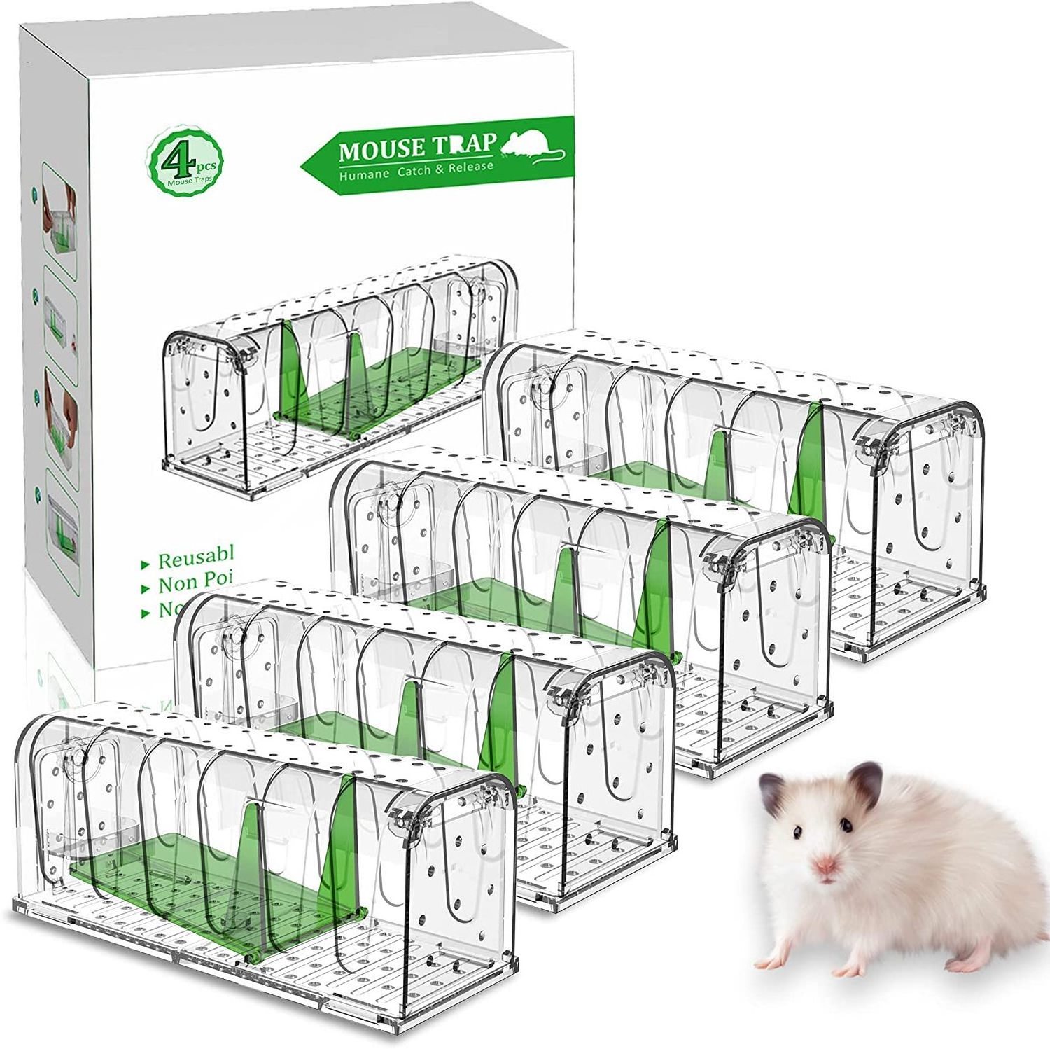 New X-pest Hunting Mouse Cage Humane Plastic Smart  Rodent  Rat and Mouse Traps Box for Indoor  MouseTrap No Kill Live Catcher