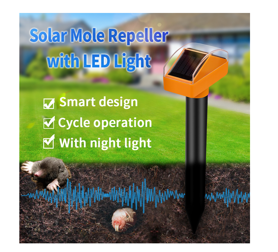 Xpest LED light Solar Sonic Pest Repeller Stakes Outdoor Mole Repellent Solar Powered Animal Control Rodent Repellent Deterrent