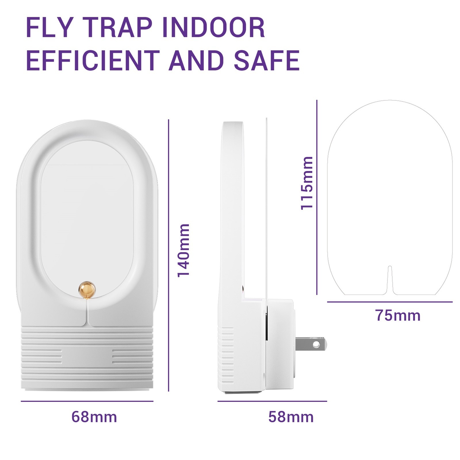 Indoor Insect Fruit Fly Trap Plug-in Fly Bug Trap with Effective UV Light to Attract Flies Moths Gnats Mosquitos